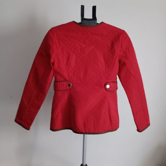 Charter Club Red Quilted Barn Jacket with Brown Trim Women’s Small VGUC/EUC - Picture 14 of 15